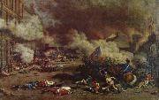 unknow artist Da the avslojades ,att king had consort with France enemies charge a rebellion crowd the 10 august Tuilerierna oil painting on canvas